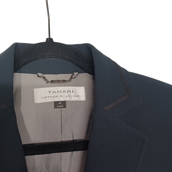 TAHARI Arthur S. Levine Navy Blue Military Style Long Sleeve Blazer Jacket 4 S - Picture 3 of 6